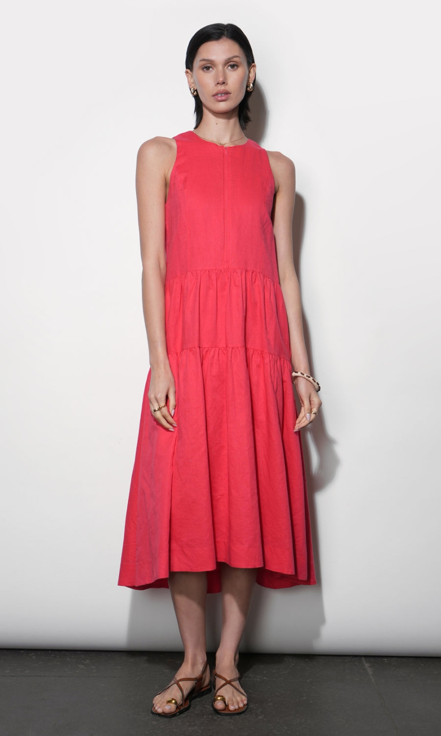 Dahlia Drop Waist Column Dress w/Zip Front