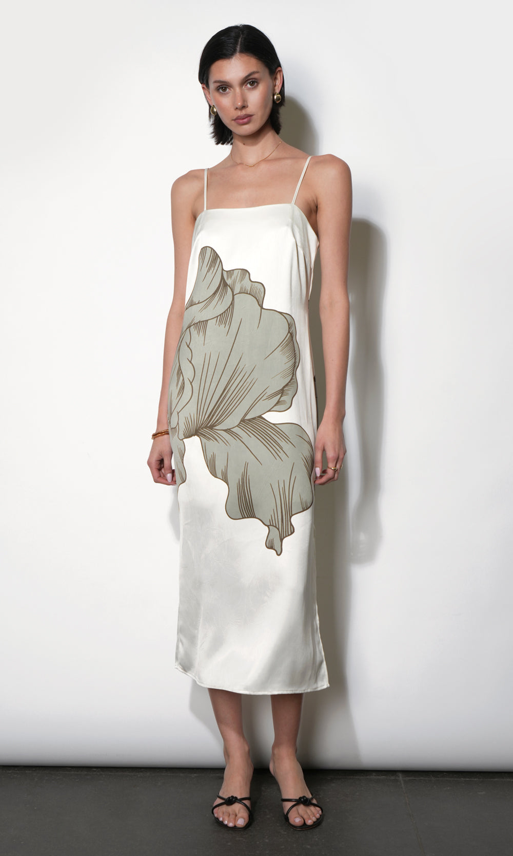 Dakota Midi Slip Dress w/ Leaf Motif | Greylin M / Ecru/Olive Dakota Midi Slip Dress w/ Leaf Motif | Greylin M / Ecru/Olive
