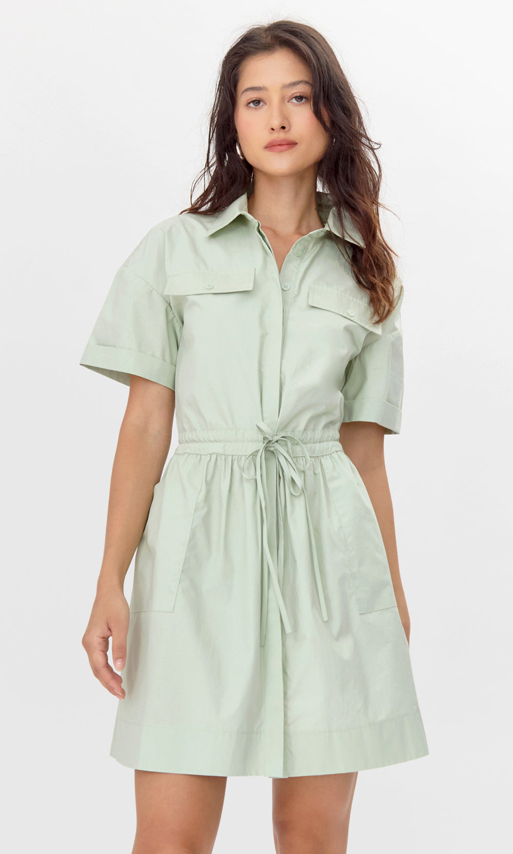 Rita Poplin Waist Tie Shirt Dress