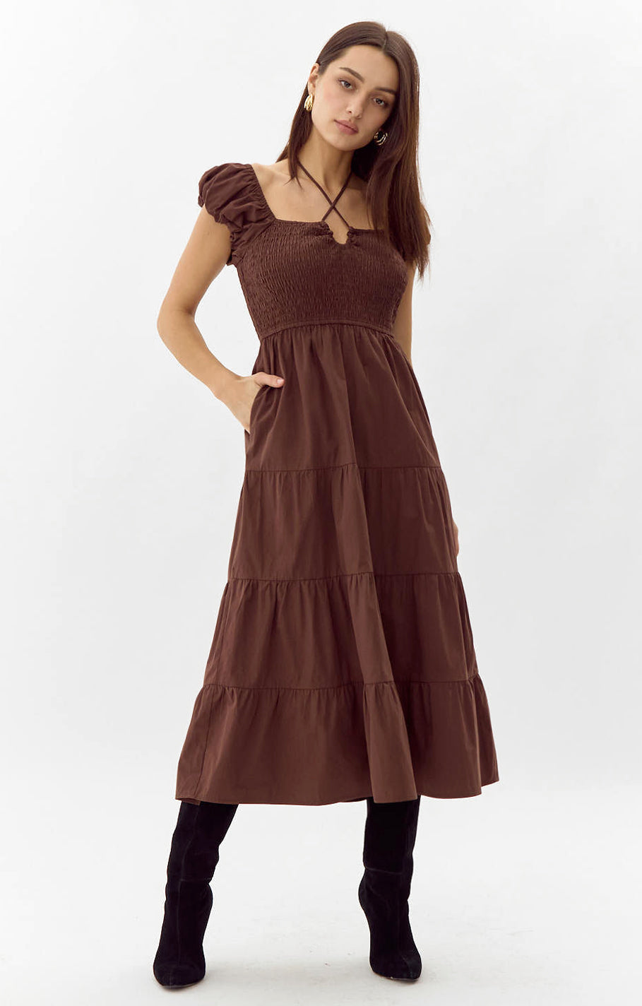 Allista Poplin Smocked Midi Dress | Greylin Collection Allista Poplin Smocked Midi Dress | Greylin Collection