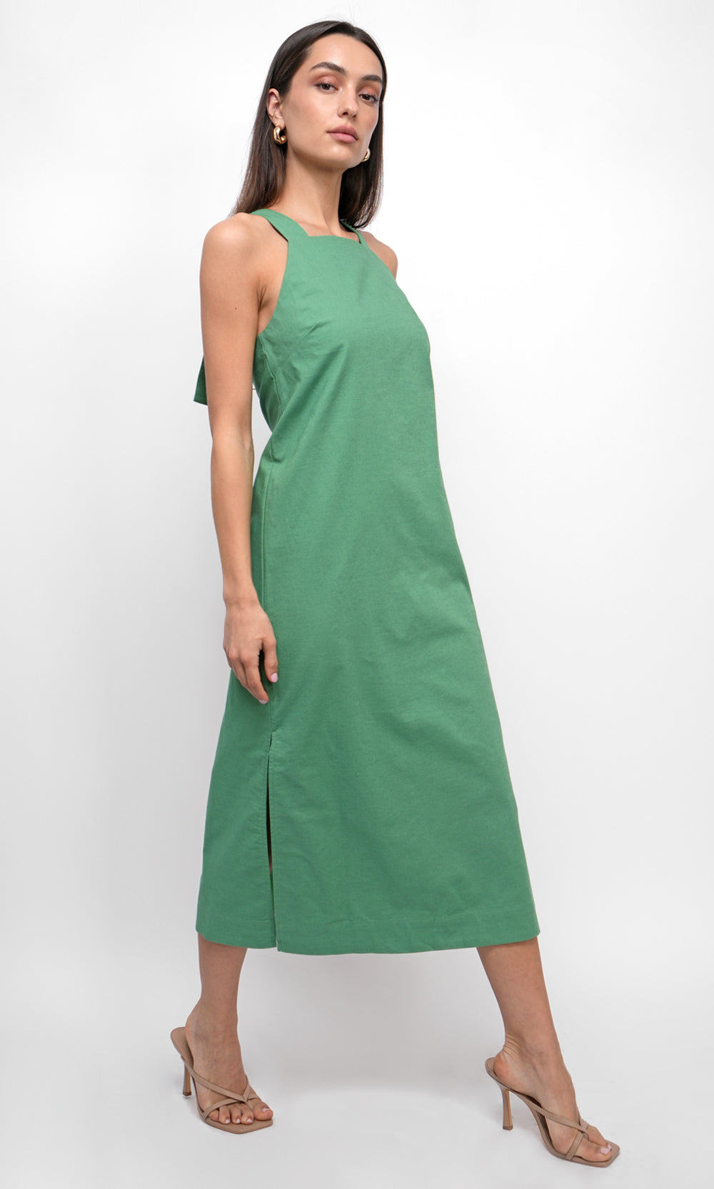 knee length dresses for ladies Lizette Apron Cotton Midi Dress