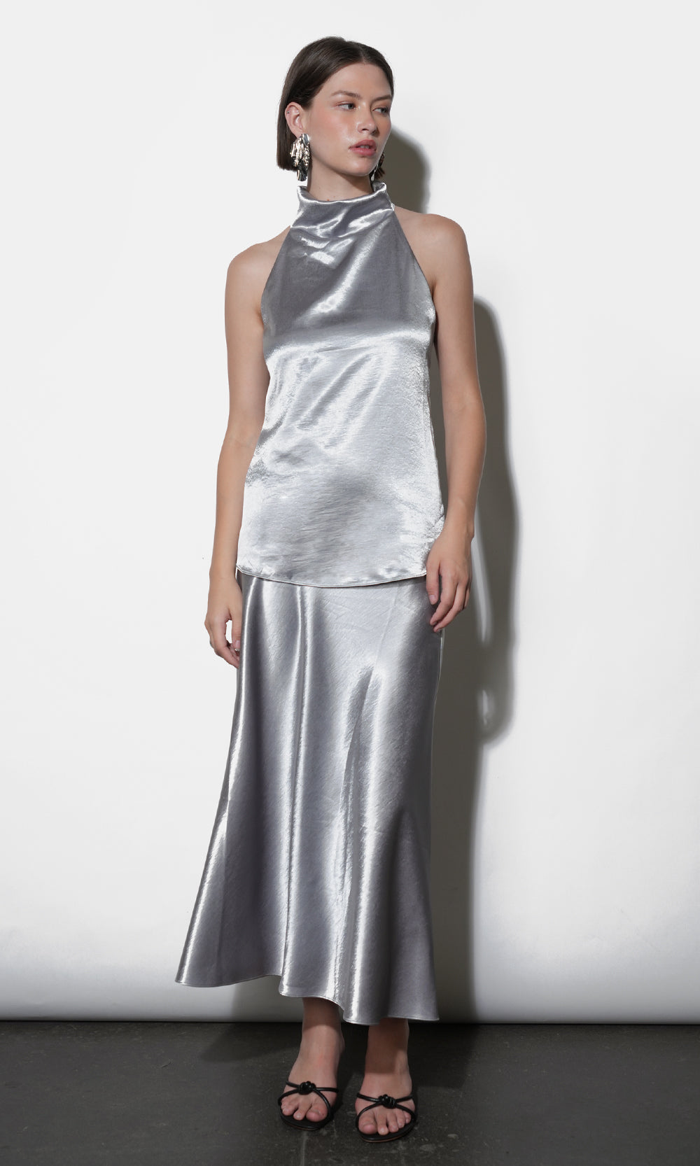 Paige Chrome Midi Slip Skirt | Greylin Collection
