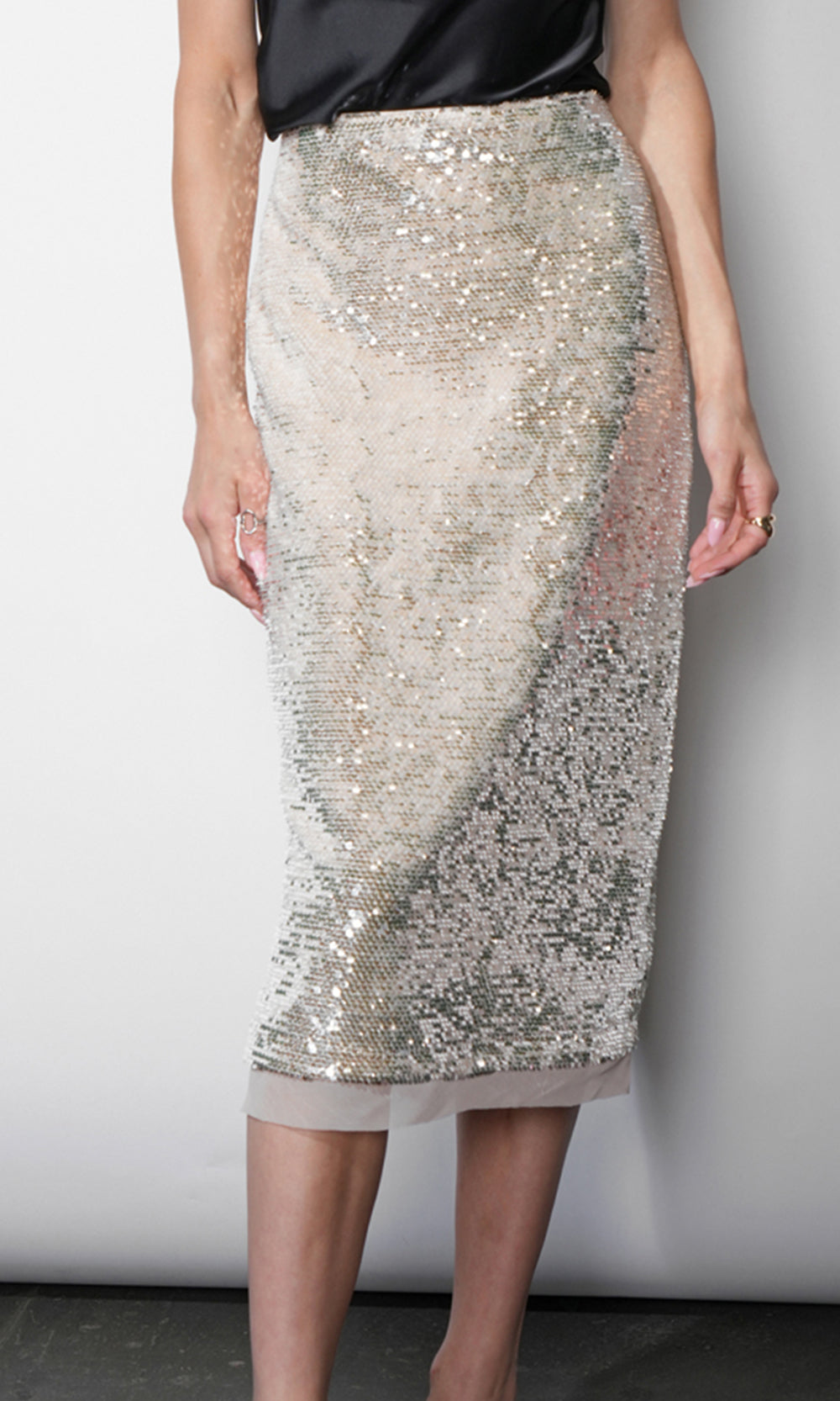Gianna Velvet Sequin Midi Skirt | Greylin Collection