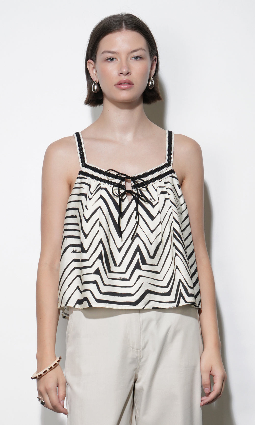 Harper Crochet Detail Sleeveless Top | Greylin