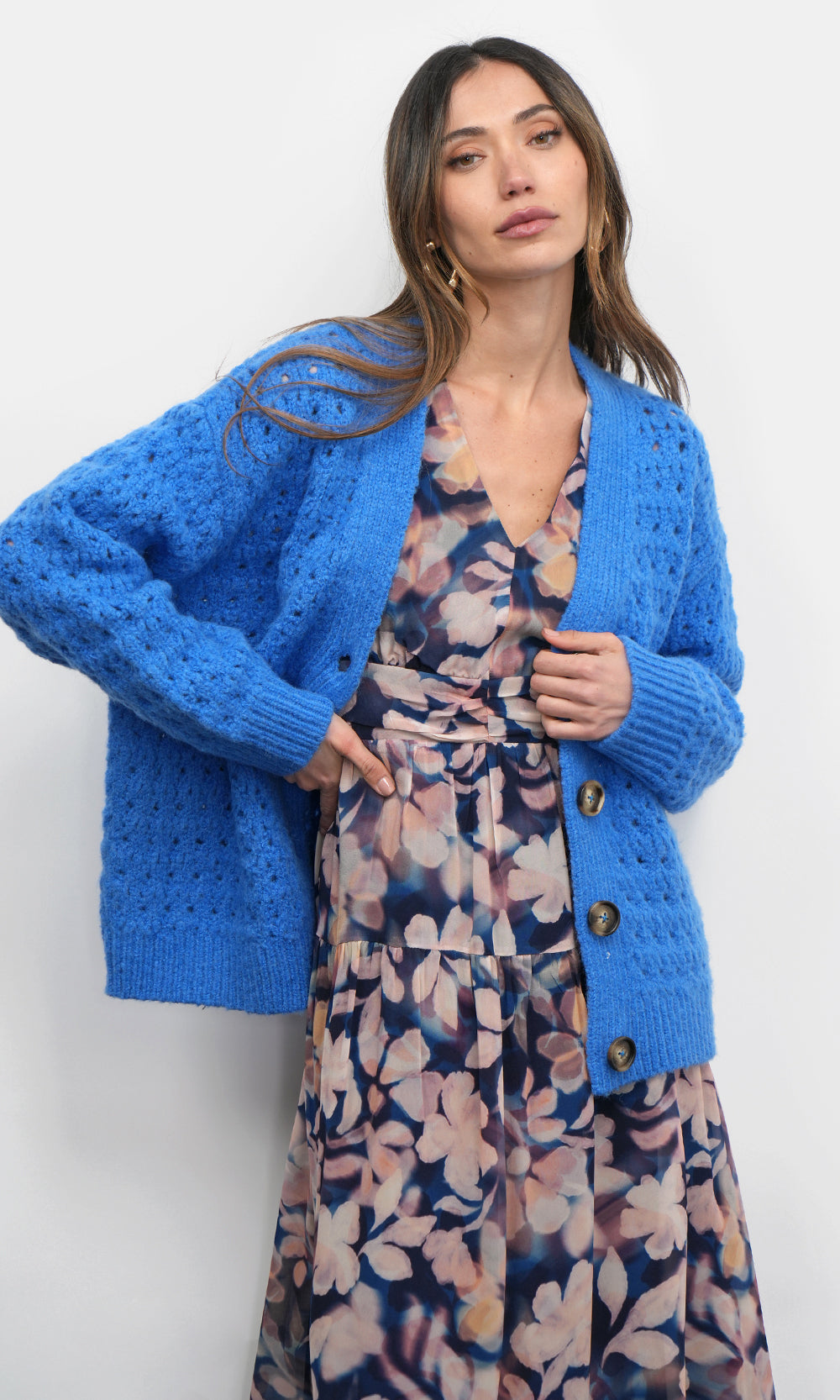 Hudson Oversized Crochet Knit Cardigan | Greylin Collection