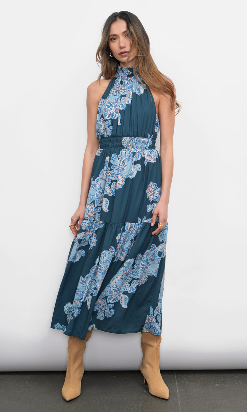 Leya Halter Midi Dress | Greylin Collection Xs / Teal Leya Halter Midi Dress | Greylin Collection Xs / Teal