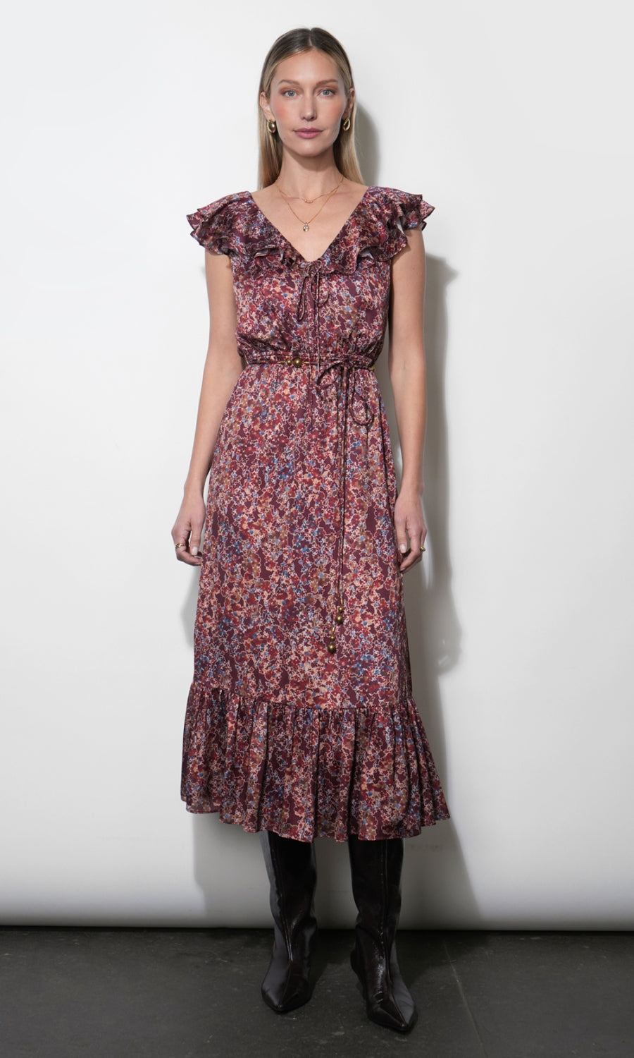 Ophelia Flutter Sleeve Midi Dress