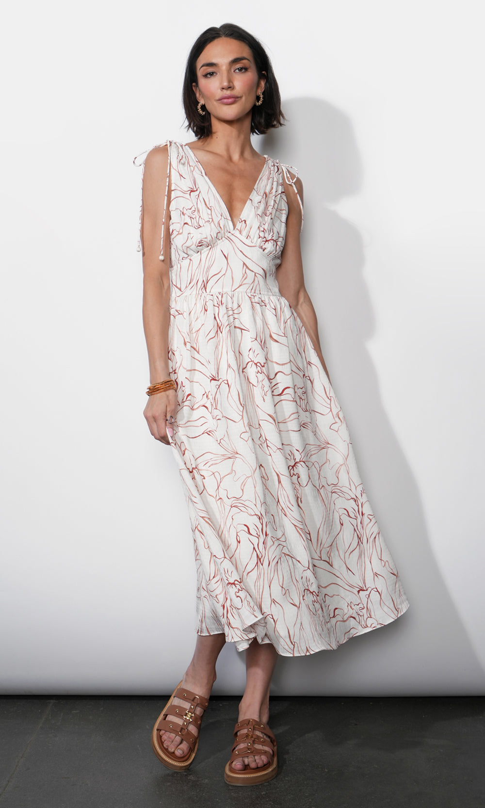 Sadie Sleeveless Tie Shoulder Midi Dress Sadie Sleeveless Tie Shoulder Midi Dress