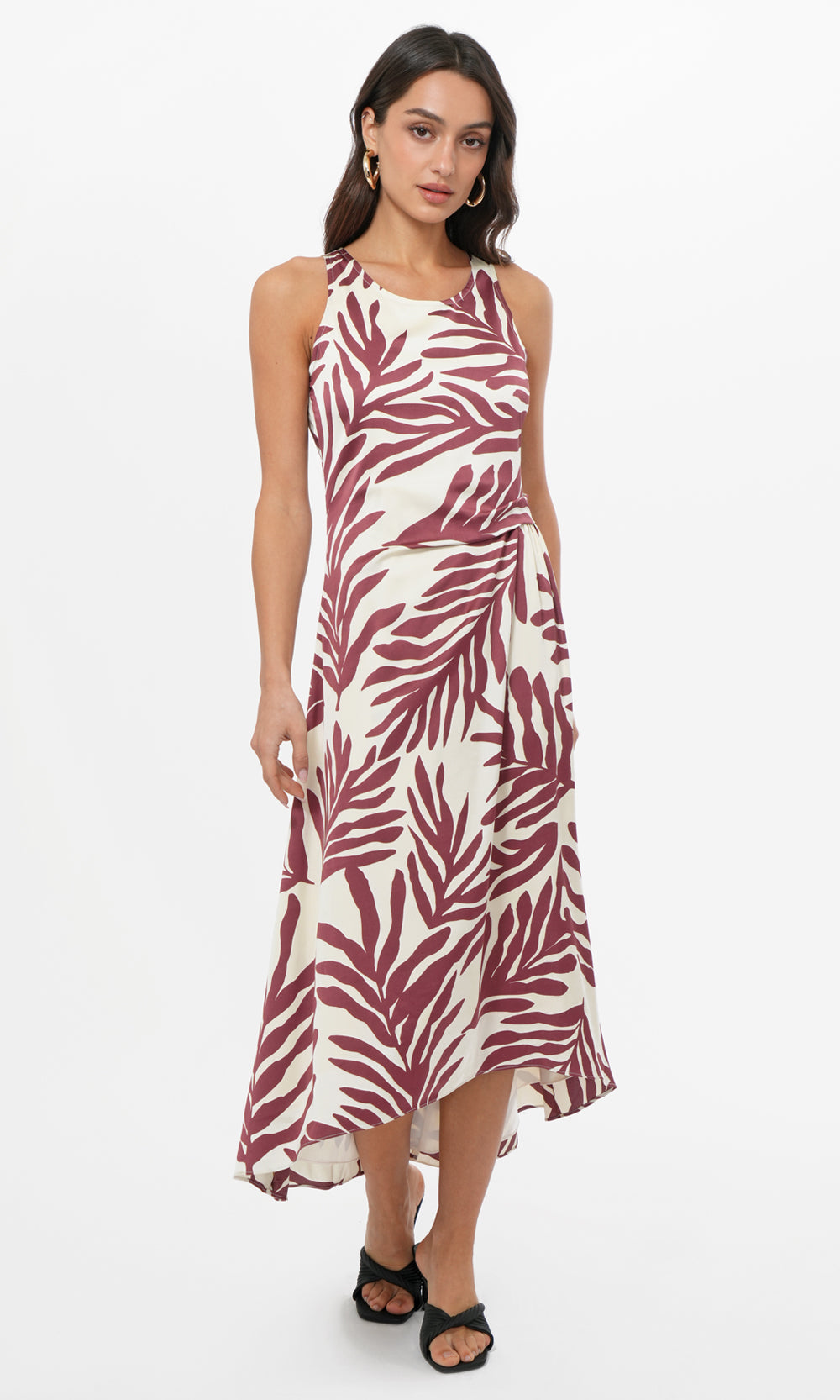 Tessie Side Tucked Midi Slip Dress | Greylin Collection S / IVORY/CHERRY Tessie Side Tucked Midi Slip Dress | Greylin Collection S / IVORY/CHERRY