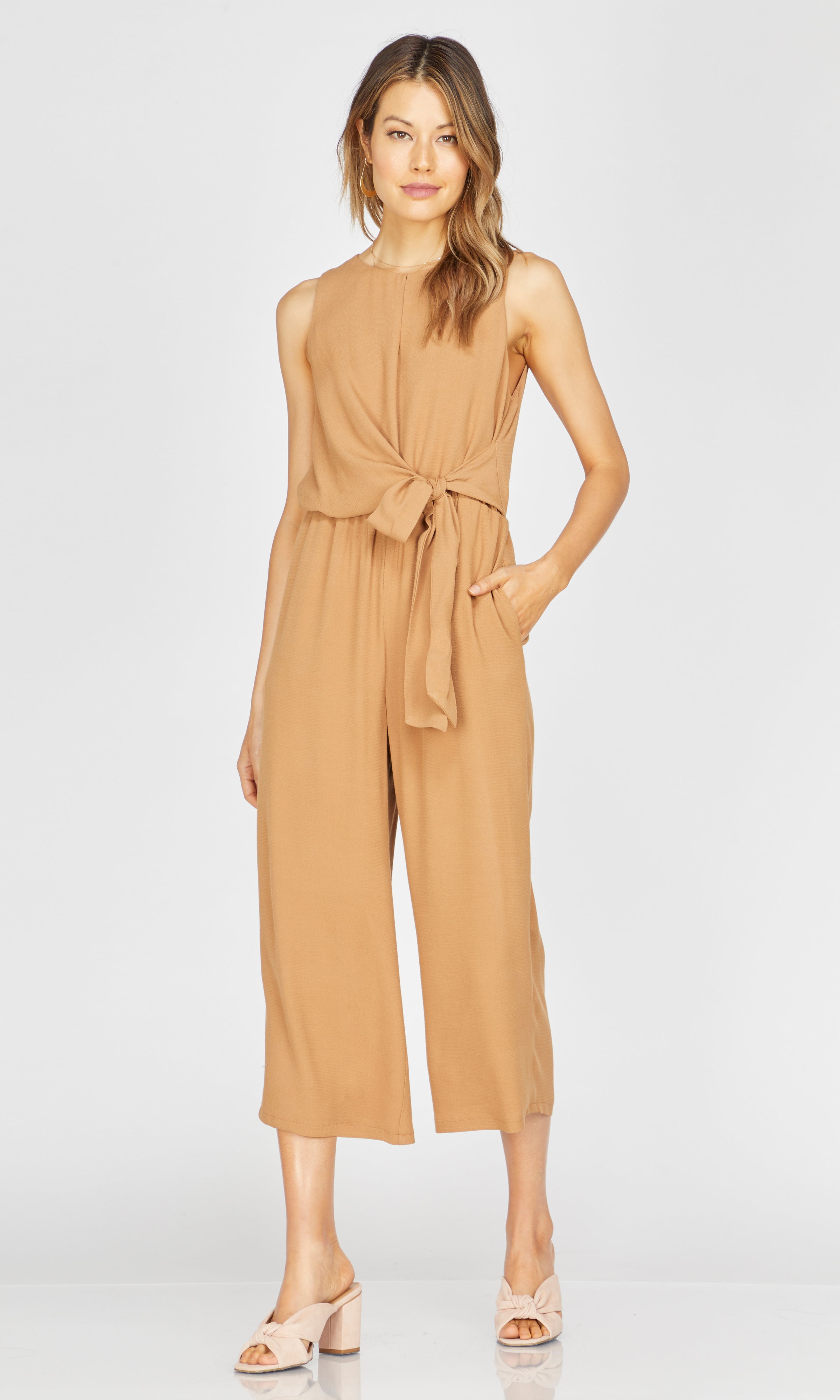 yellow wrap top jumpsuit