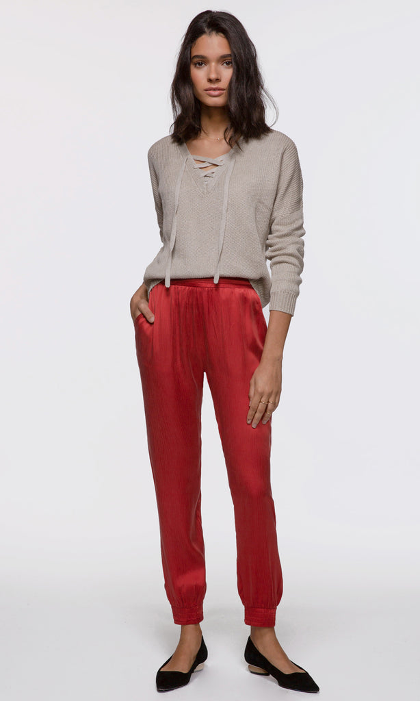 Women's red relaxed fit joggers