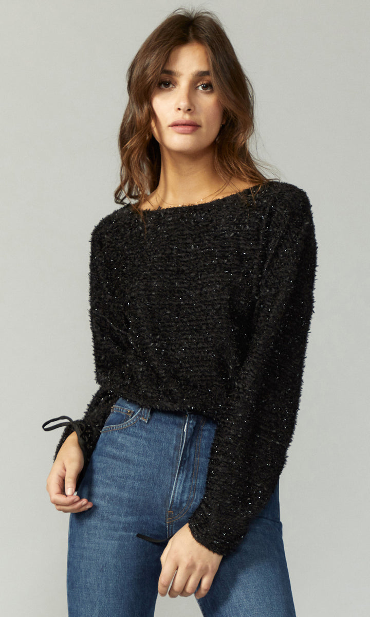 Kaily Ribbon Knit Gathered Sleeve Top - FINAL SALE