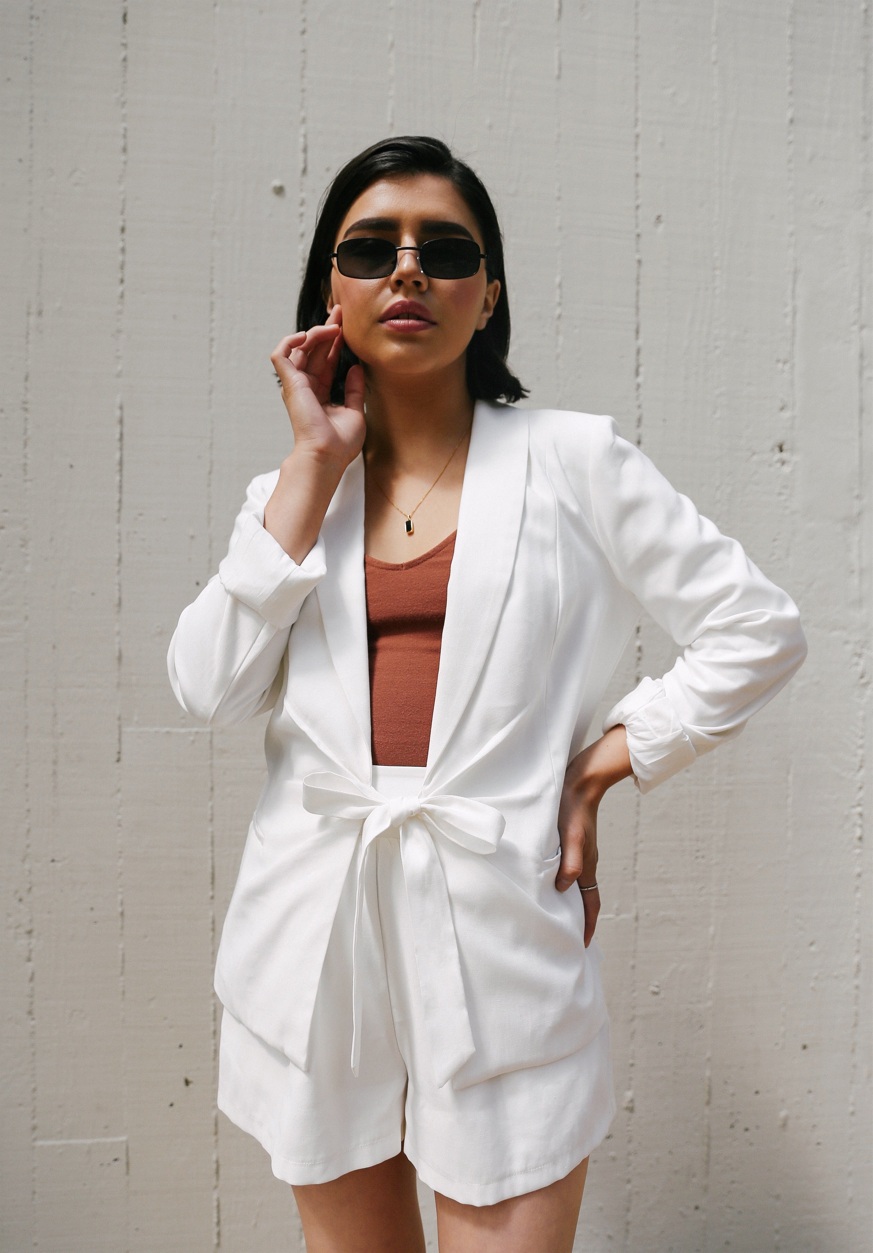 White blazer and shorts 2025 set