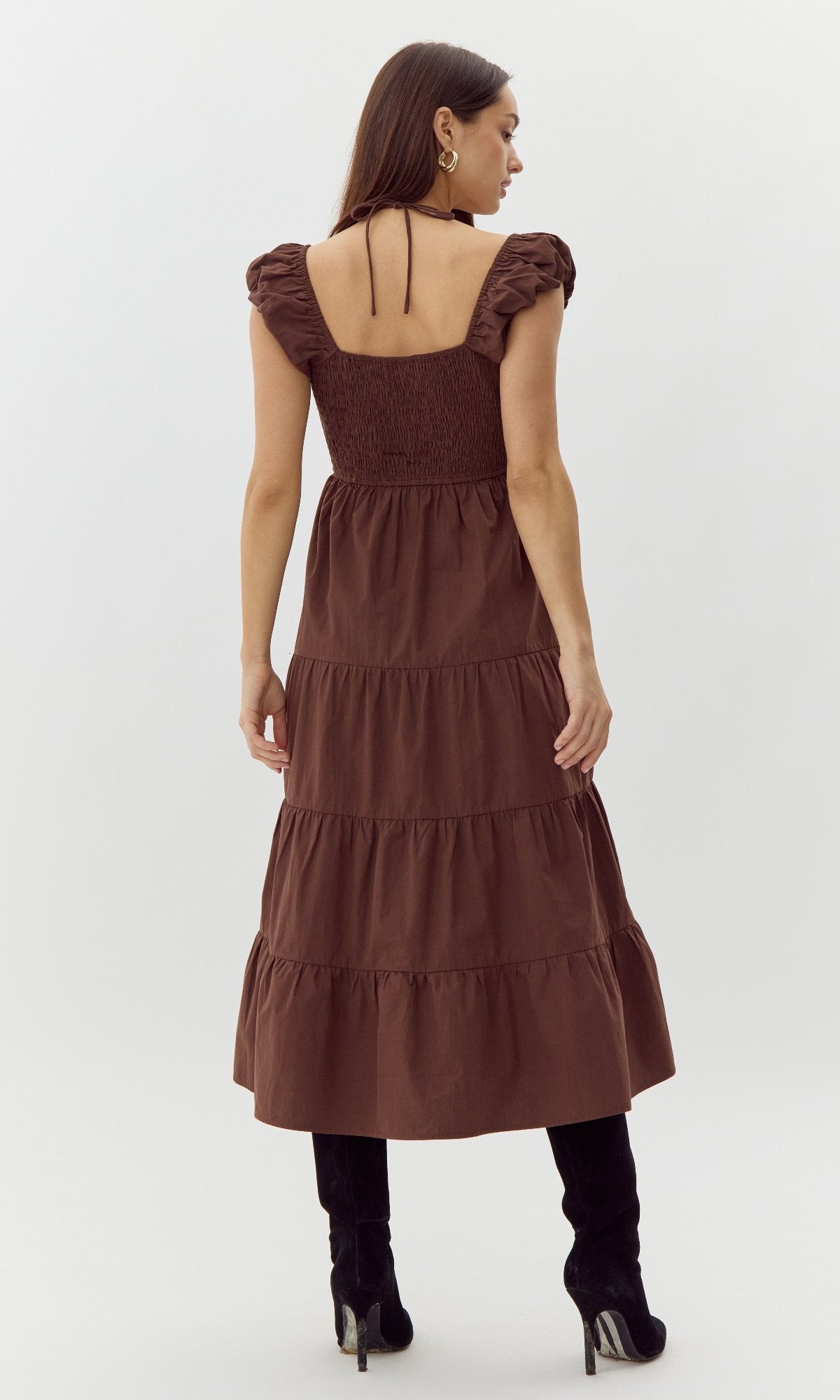 Allista Poplin Smocked Midi Dress