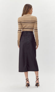 Kaia Vegan Leather Midi Skirt