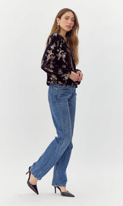 Lendi Sequined Velvet Blouse w/Tie Back