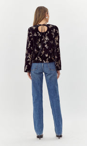 Lendi Sequined Velvet Blouse w/Tie Back