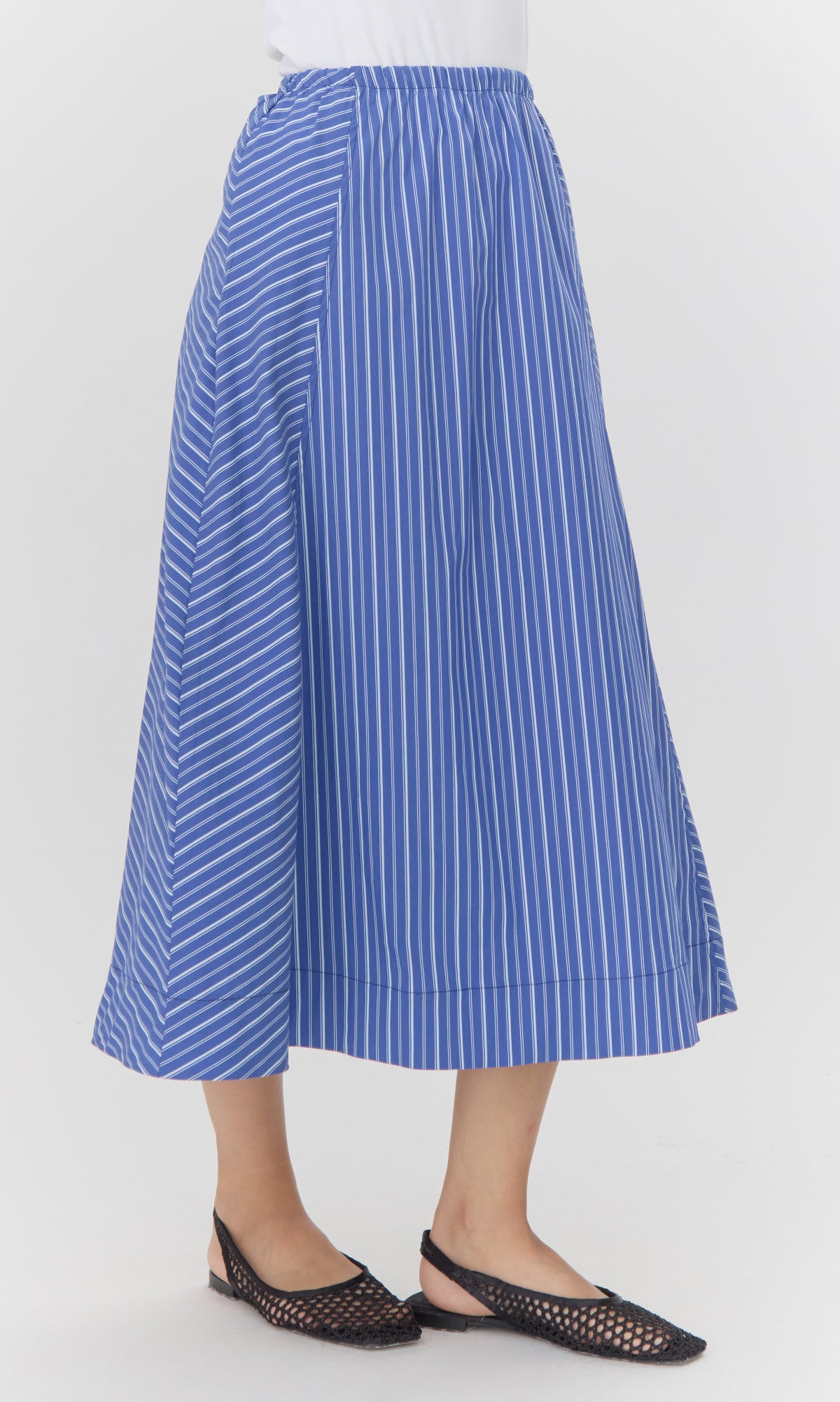 Kendall Play Stripe Midi A-Line Skirt | Greylin Collection