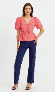 Betty Poplin Puff Sleeve Top
