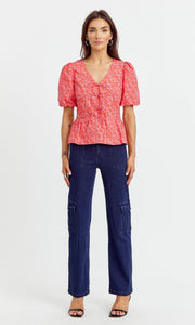 Betty Poplin Puff Sleeve Top