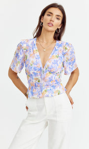 Onisse Floral Ruched Blouse
