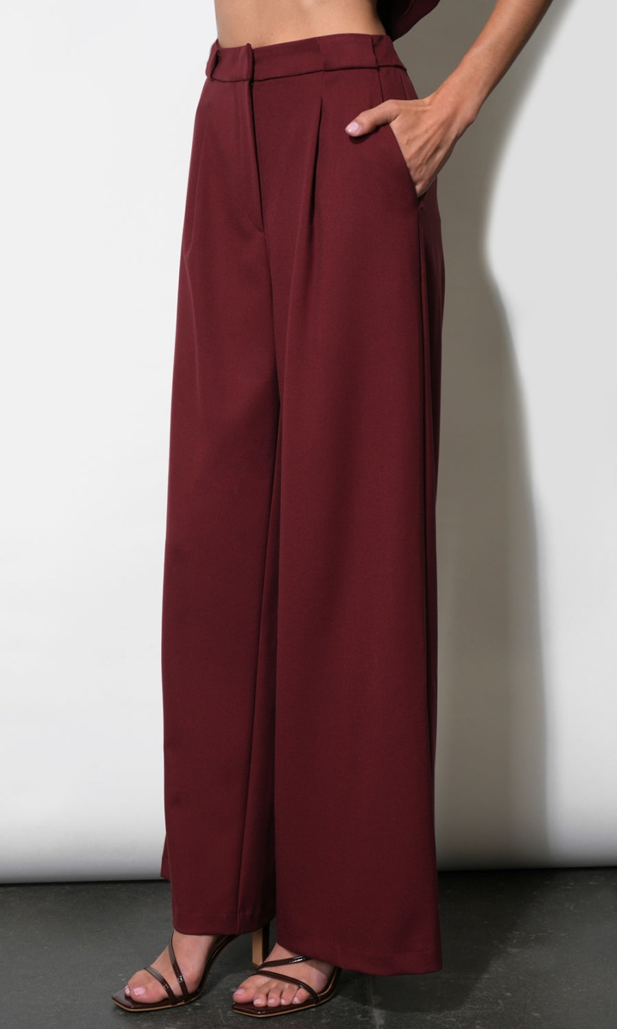 Virginia Wide Leg Twill Trousers G2610P6606_MAROON