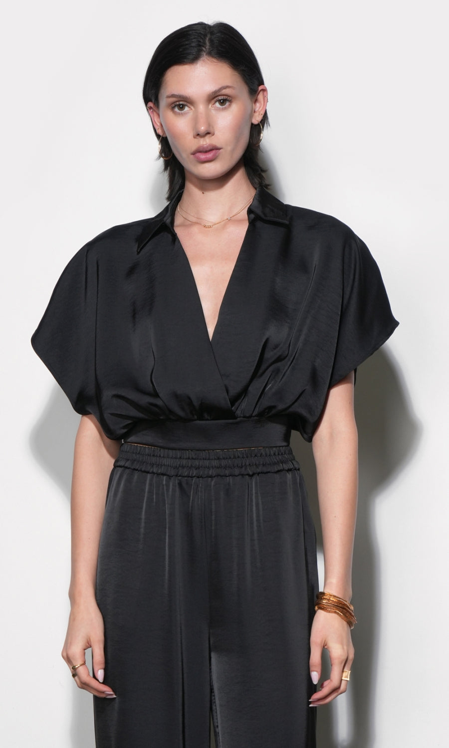 Nisa Dolman Sleeve Black Top | Greylin