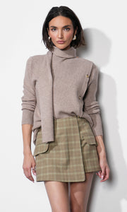 Acacia Scarf Neck Asymmetric Button Up Sweater G2511WT6135