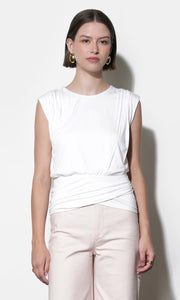 Alba Padded Shoulder Drape Jersey Top G261T7433