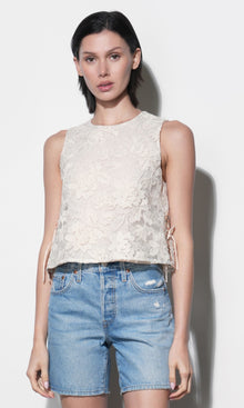 Alba Side Embroidered Side Tie Sleeveless Top G264T7485_NATURAL