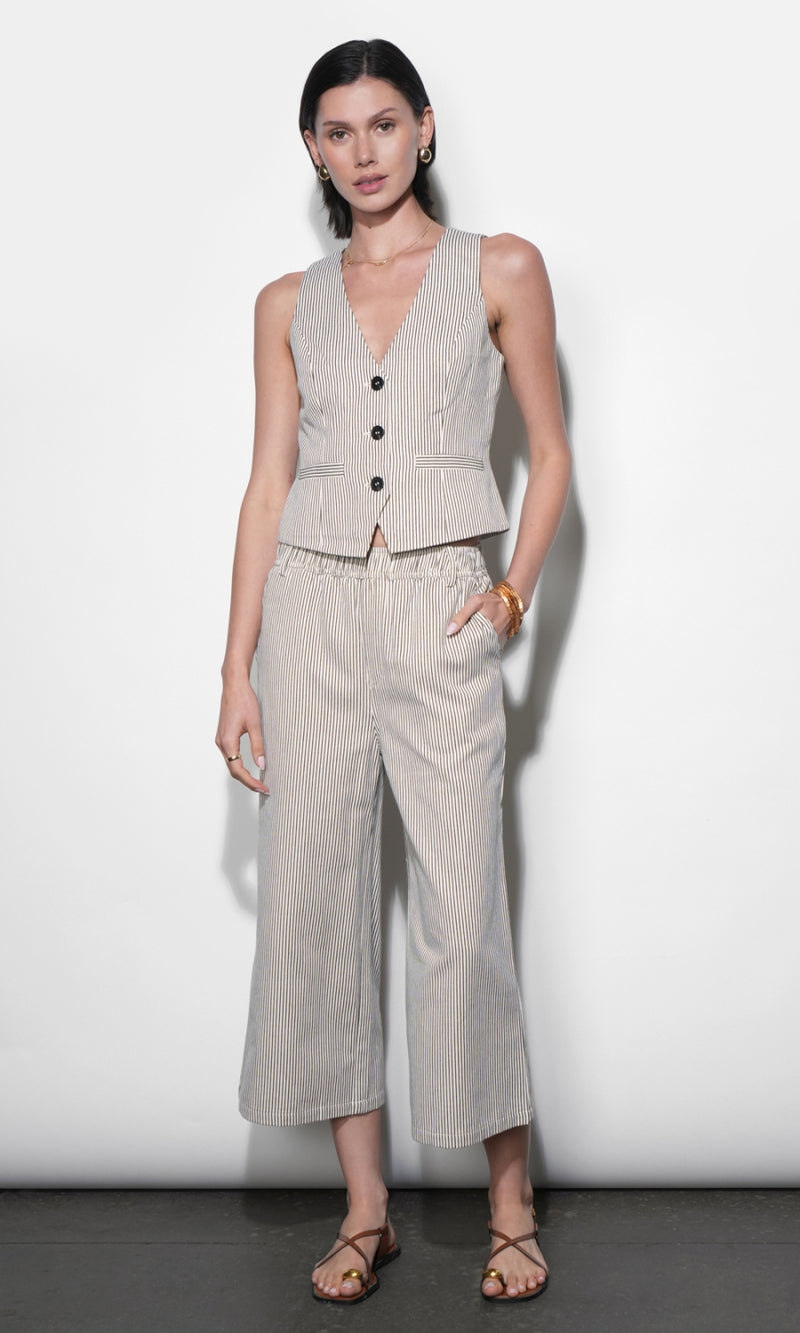 Alice Canvas Stripe Wide Leg Culottes G265P6578_IVORY/BLACK