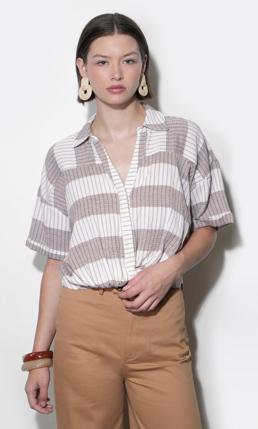 Ally Stripe Twist Front Shirt G263T7508