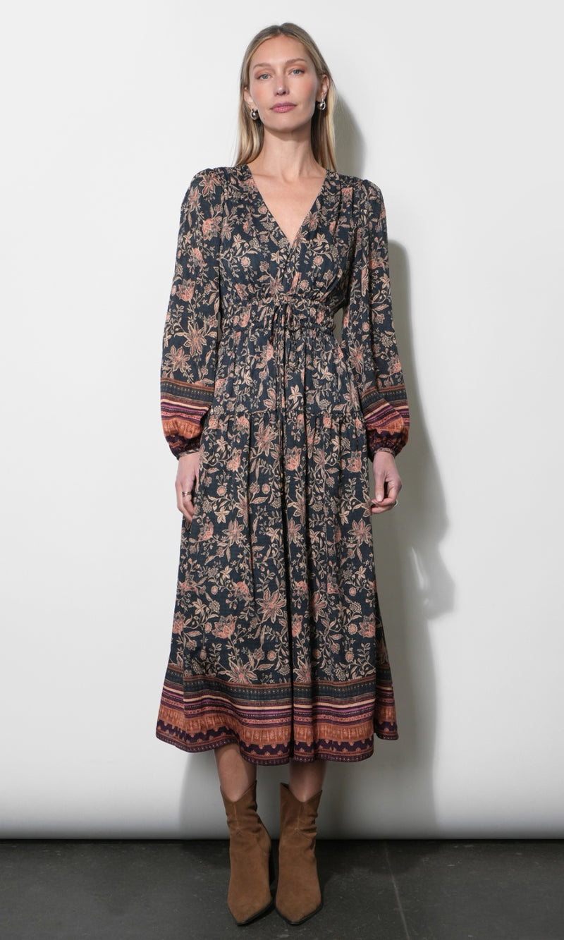 Amber Boho Bordered Midi Dress G269D7303_NAVY