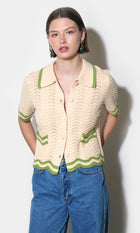 Amelia Scallop Hem Button Up Crochet Cardigan G255WJ6079