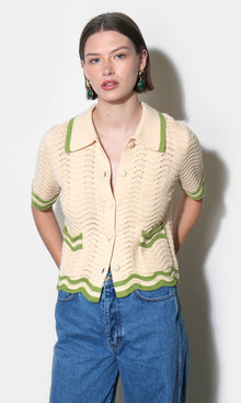 Amelia Scallop Hem Button Up Crochet Cardigan G255WJ6079