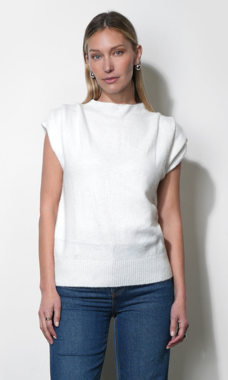 Arieta Sleeveless Funnel Knit Top G2511WT5958_WHITE