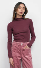 Astra High Neck Long Sleeve Sheer Knit Top G258T7310