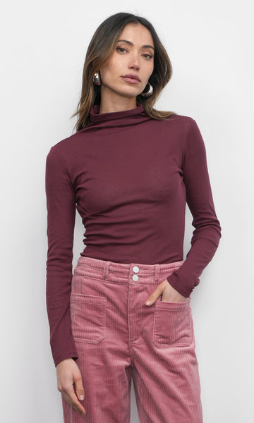 Astra High Neck Long Sleeve Sheer Knit Top | Greylin