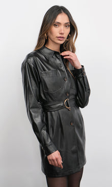 Augustine Vegan Leather Belted Dress G238D5587