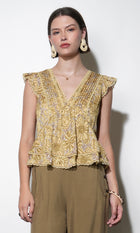 Aurora Pintuck Flutter Sleeve Top G262T7449