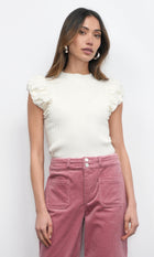 Austen Puff Cap Sleeve Rib Knit Top G258WT6116