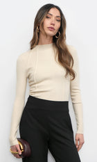 Bellamy Exposed Stitch Mock Neck Top G258WT6119