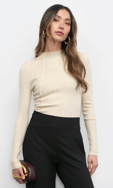 Bellamy Exposed Stitch Mock Neck Top G258WT6119