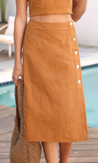 Blake Button Front Midi Skirt