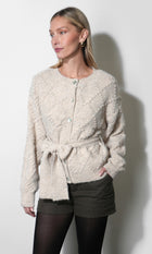 Bonnie Pom-Pom Belted Cardigan G269WJ6219_ALMOND