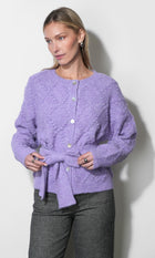 Bonnie Pom-Pom Belted Violet Cardigan G269WJ6219_VIOLET