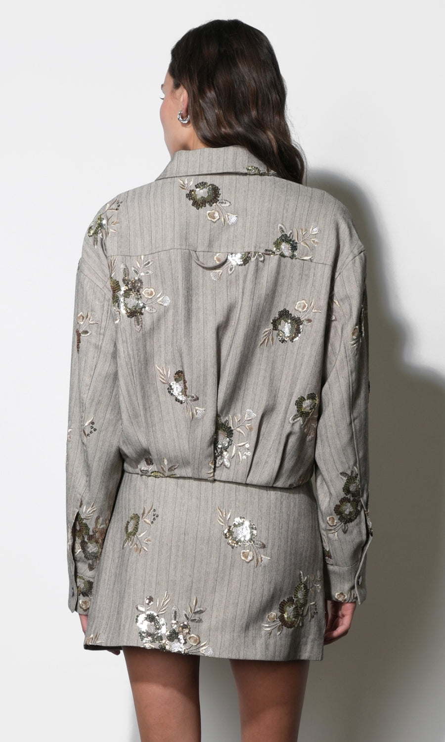 Brielle Zip Up Sequin Embroidered Jacket G2510J1856_TAUPE