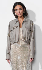 Brielle Zip Up Sequin Embroidered Jacket G2510J1856