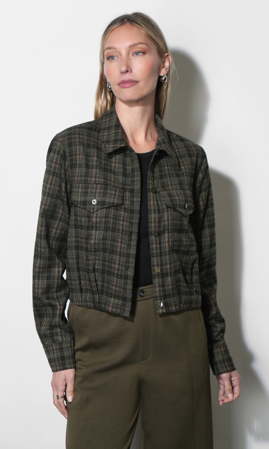 Brinn Plaid Shirt G269T7601_DARK OLIVE