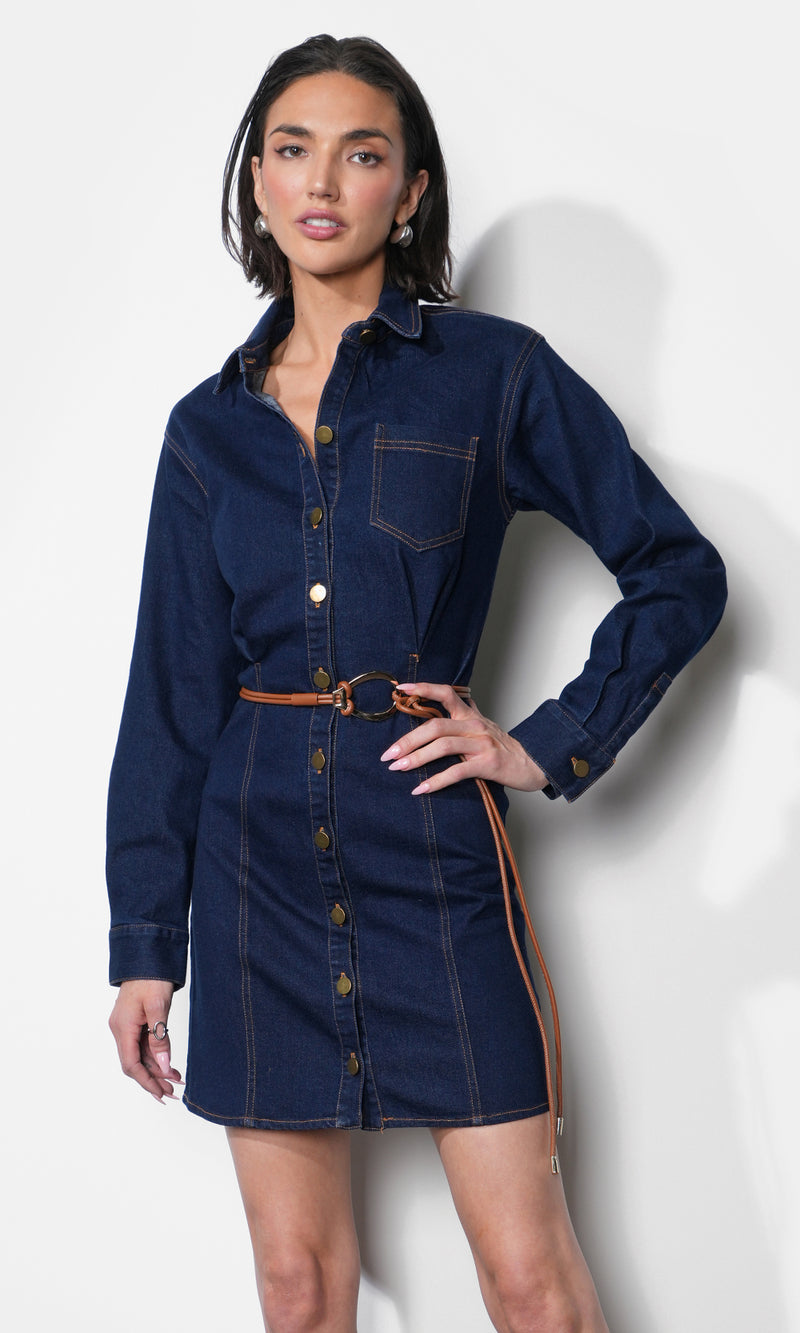 Calista Button Up Denim Mini Shirt Dress G2511D6658